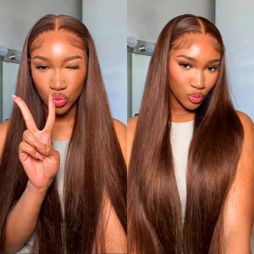 Chocolate Brown Straight 13*4 Pre Everything Lace Frontal Glueless Wig