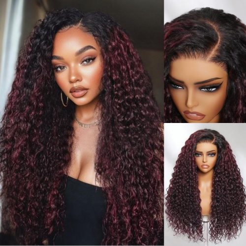 Burgundy Wig With Dark Roots Dark Plum