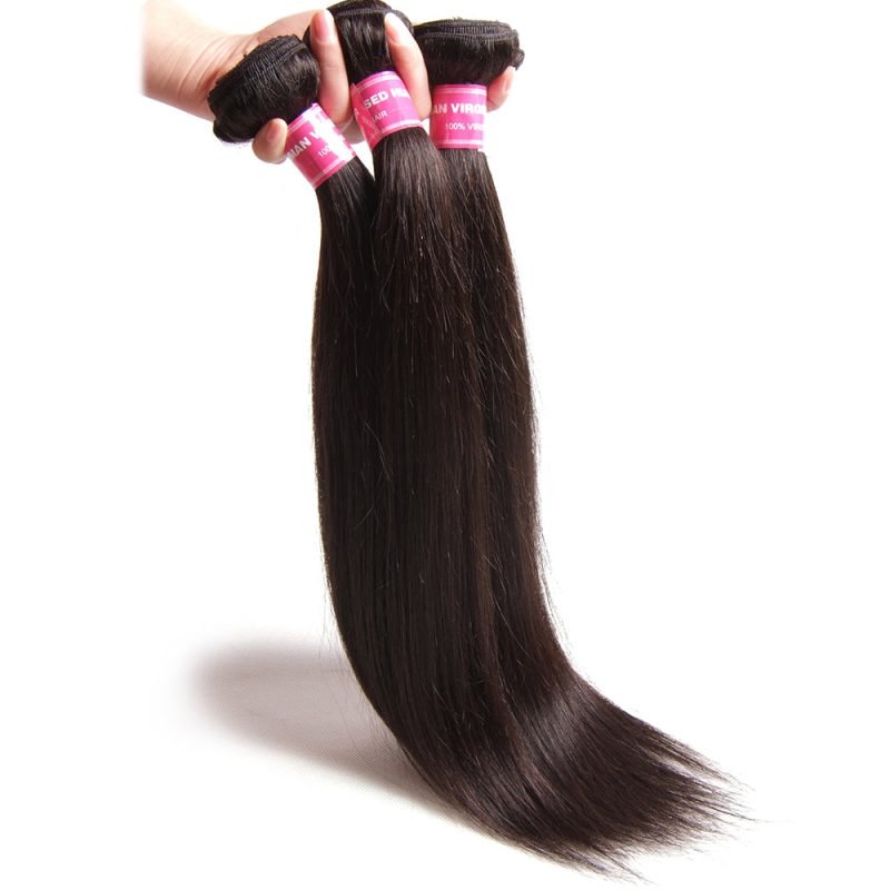 PERUVIAN STRAIGHT HAIR 4 BUNDLES WITH LACE CLOSURE 2