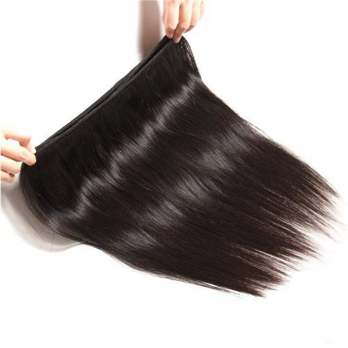 Sunber Hair Straight Hair Remy Human Hair Weaving 3 Bundles With One Piece Lace Frontal