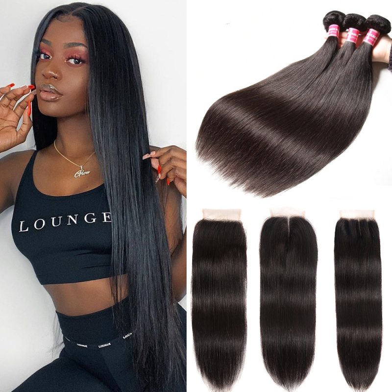 straight hair weaves with lace closure