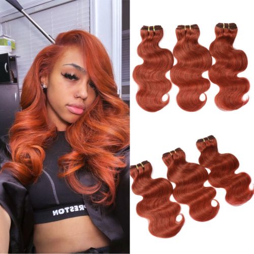 Flash Sale Sunber #33 Auburn Brown Body Wave Hair Bundles 3 Pcs Human Hair Weave For Clearance Sale