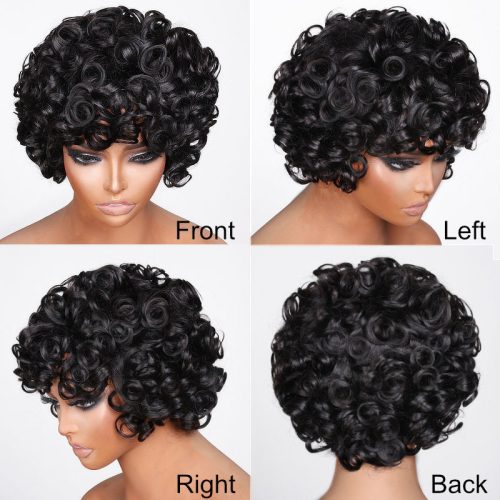 sunber hair short bouncy rose curly wig with bangs glueless human hair wig all sides show c7a760a7 2e74 4029 ba5e 543fa14f3ba6