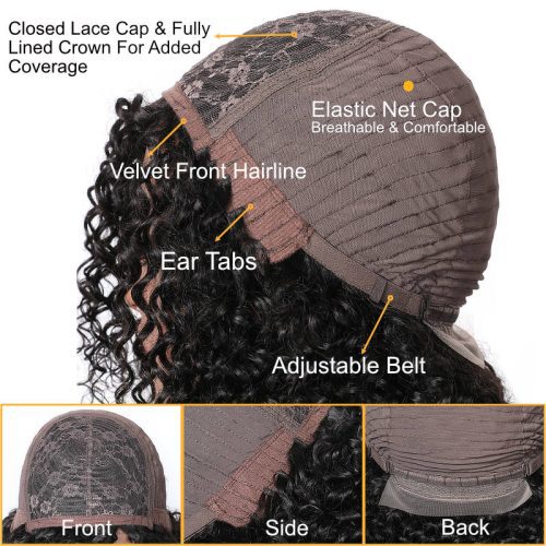 sunber hair short bouncy rose curly wig with bangs glueless human hair wig cap details show 5d24aba3 6cb4 4374 9cf6 5ccf0b62182e