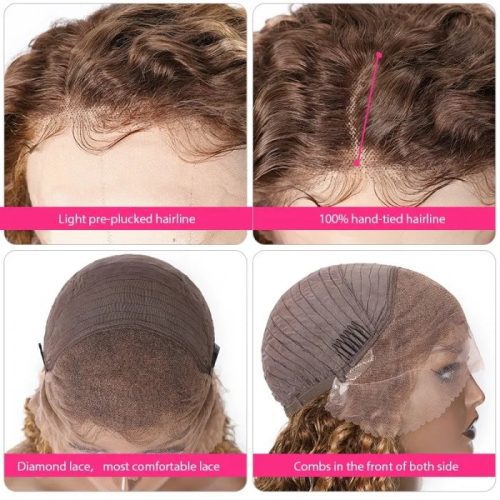 unice honey blonde two tone water wave lob wig 20211013 5